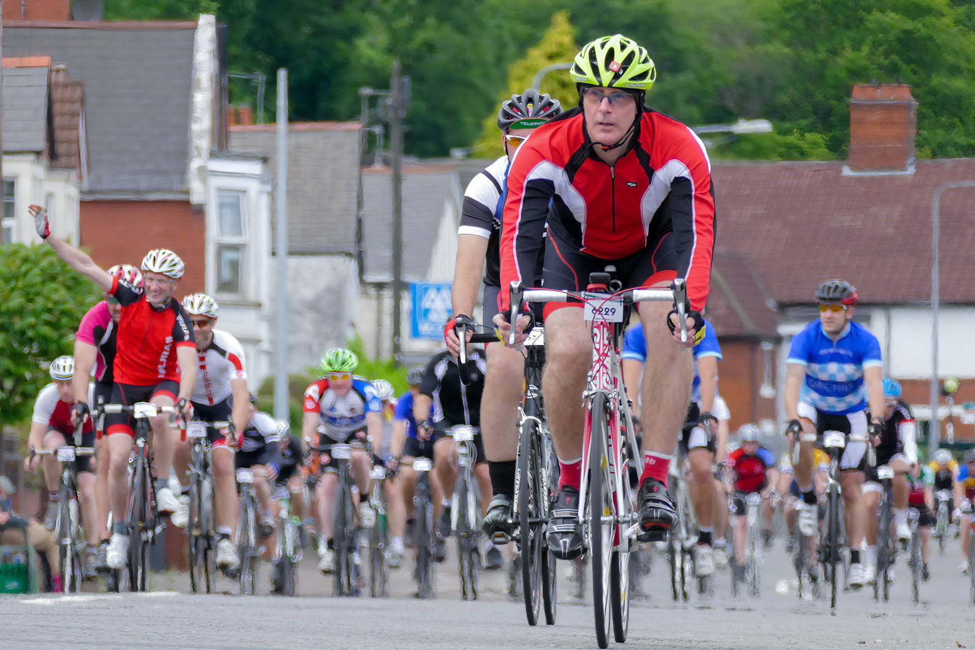 Cyclists Participating in the Velothon Cycling Event in Cardiff