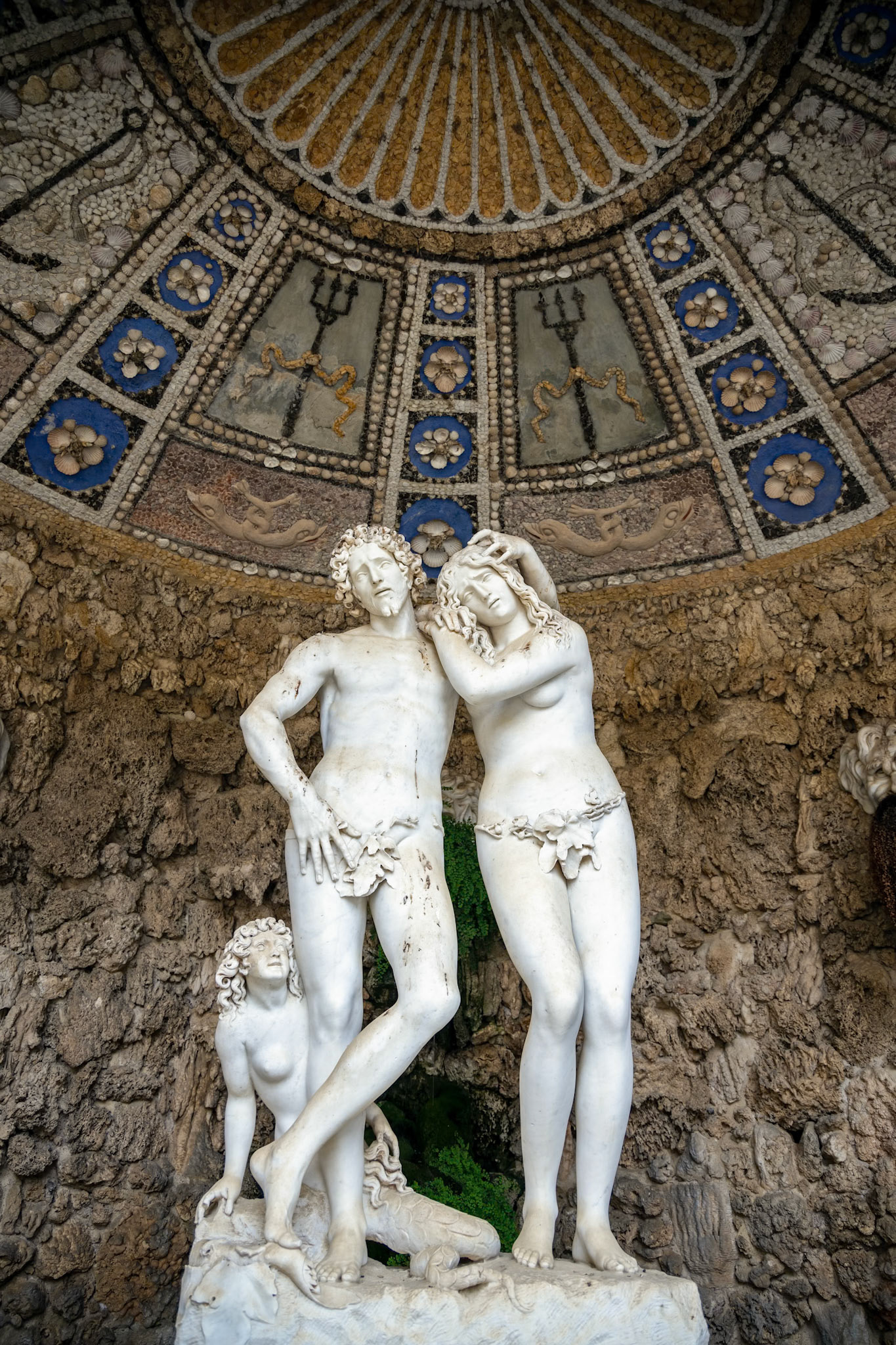FLORENCE, TUSCANY/ITALY - OCTOBER 20 : Statues in Buontalenti Grotto Boboli Gardens Florence on October 20, 2019