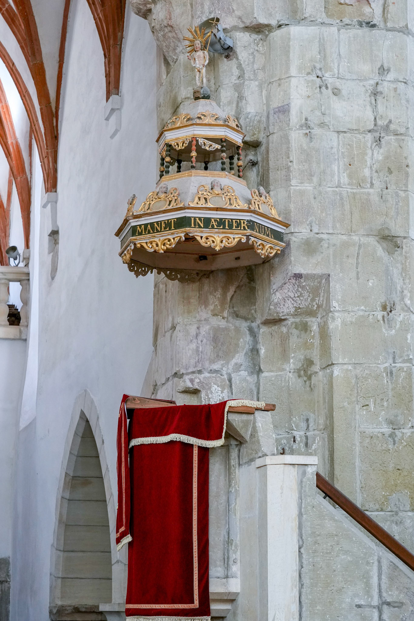 PREJMER, TRANSYLVANIA/ROMANIA - SEPTEMBER 20 : View of the pulpit in the Fortified church in Prejmer Transylvania Romania on September 20, 2018