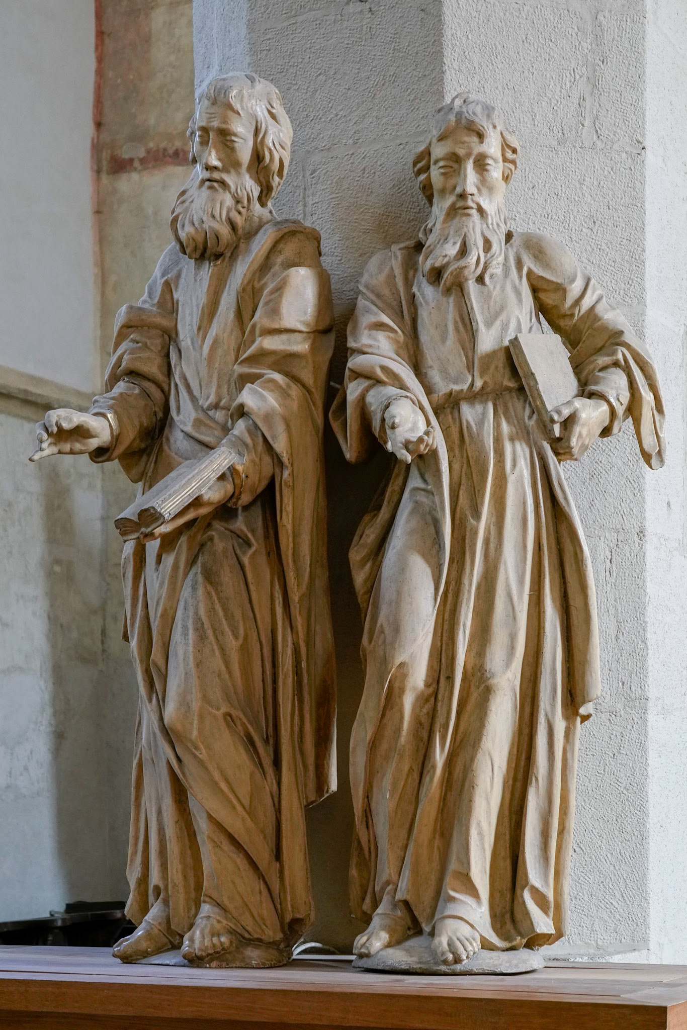 SIGHISOARA, TRANSYLVANIA/ROMANIA - SEPTEMBER 17 :Statue of two men in the Church on the Hill in Sighisoara Transylvania Romania on September 17, 2018