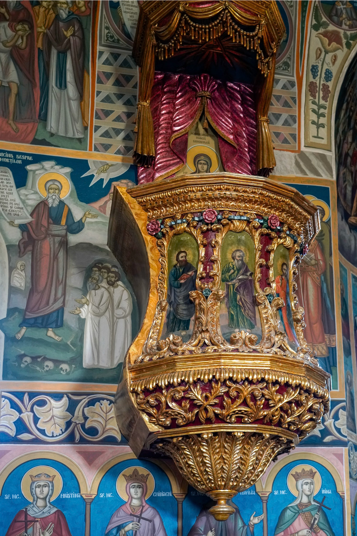 AGAPIA, MOLDOVIA/ROMANIA - SEPTEMBER 19 : Interior view of Agapia Monastery in Agapia Moldovia Romania on September 19, 2018