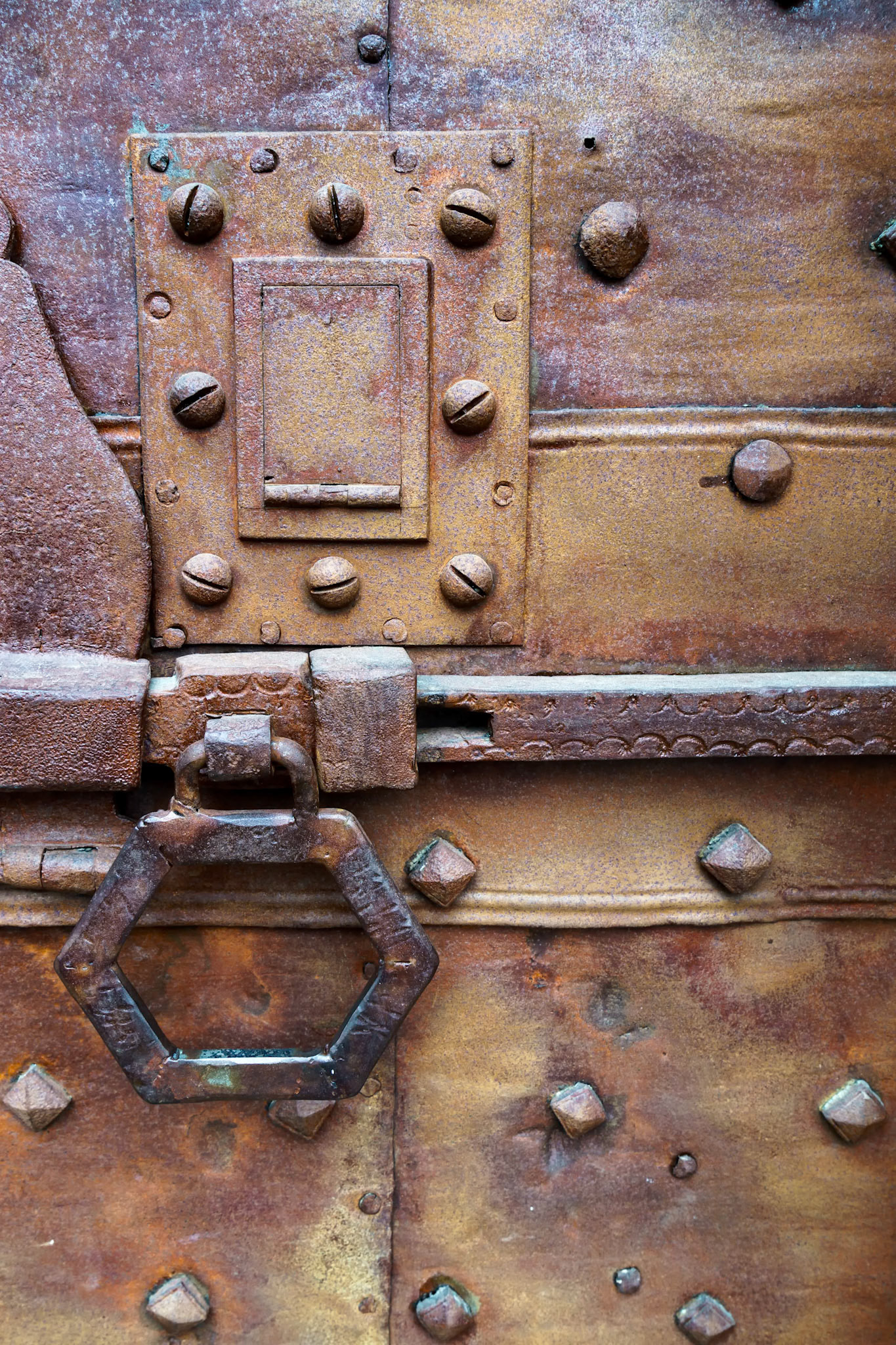 Old Rusty Door and Sliding Bolt in Citta Alta Bergamo