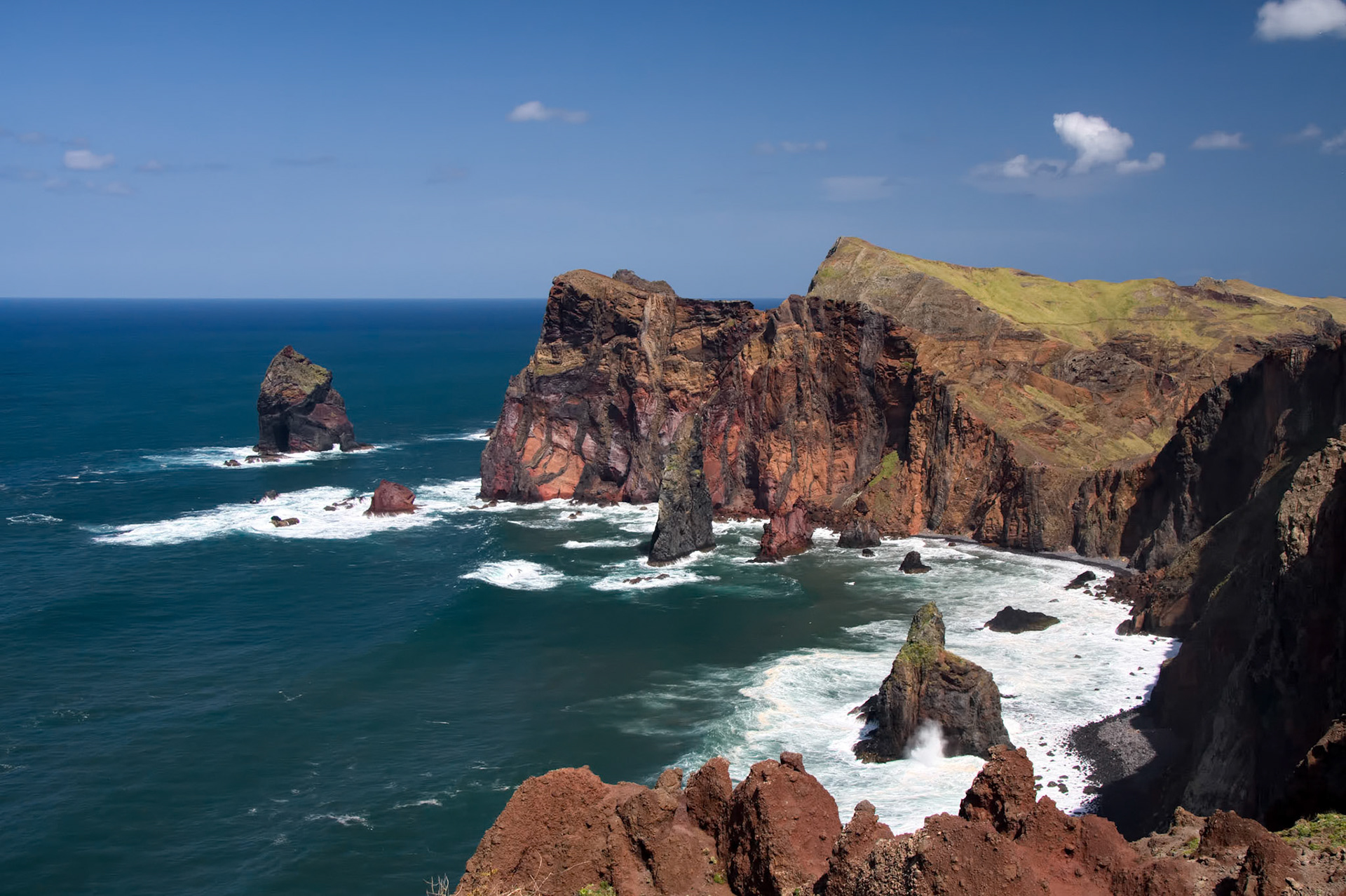 Cliffs at St Lawrence Madeira Showing Unusual Vertical Rock Formation