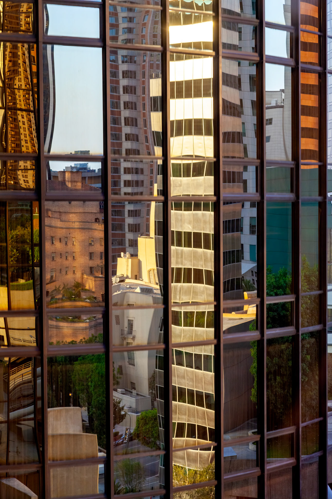 LOS ANGELES, CALIFORNIA, USA - JULY 28 : Reflections in a building in Los Angeles California on July 28, 2011