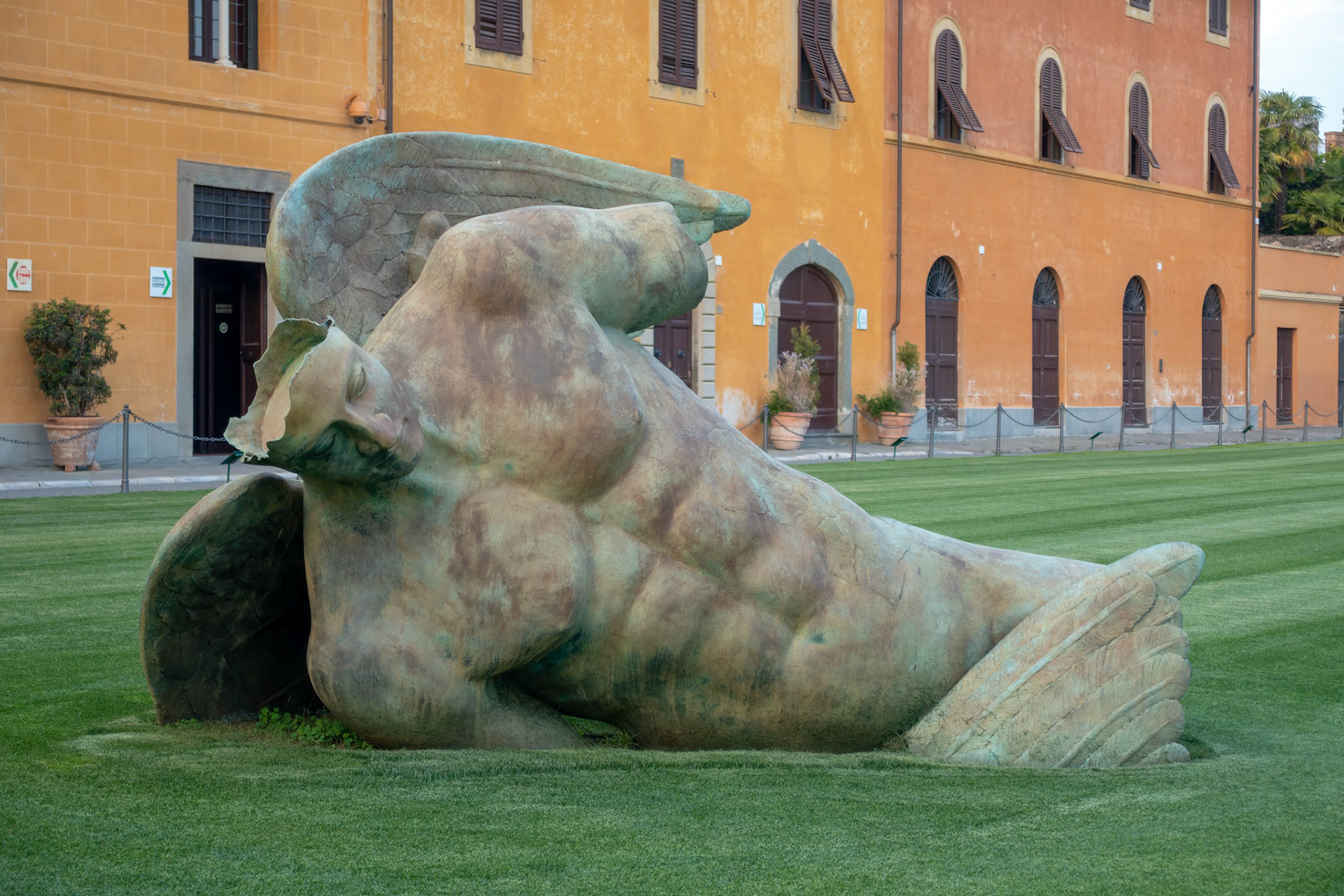 PISA, TUSCANY/ITALY  - APRIL 17 : Fallen Angel at the Square of Miracles in Pisa Italy on April 17, 2019