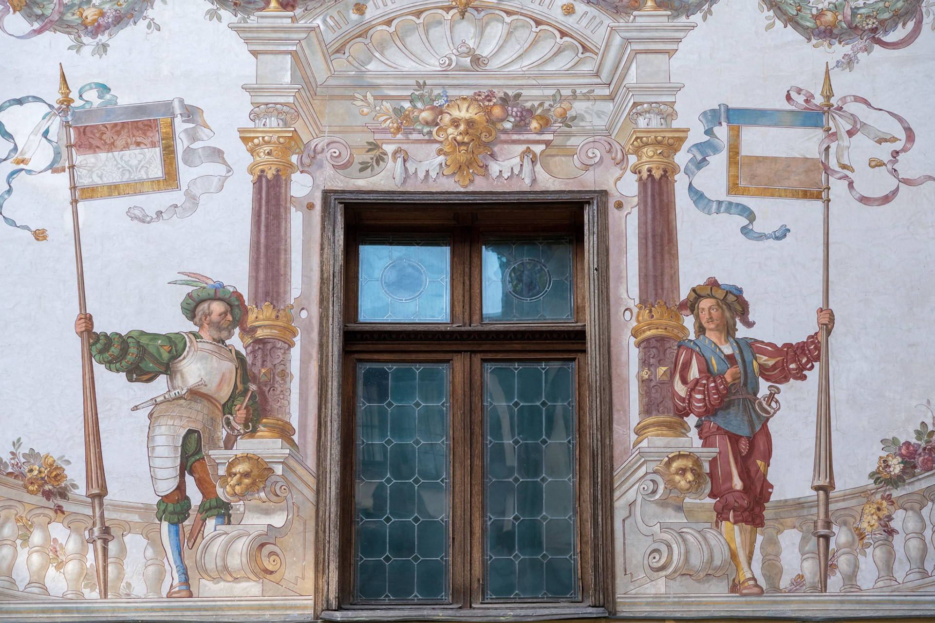 SINAIA, WALLACHIA/ROMANIA - SEPTEMBER 21 : Fresco at Peles Castle in Sinaia Wallachia Romania on September 21, 2018
