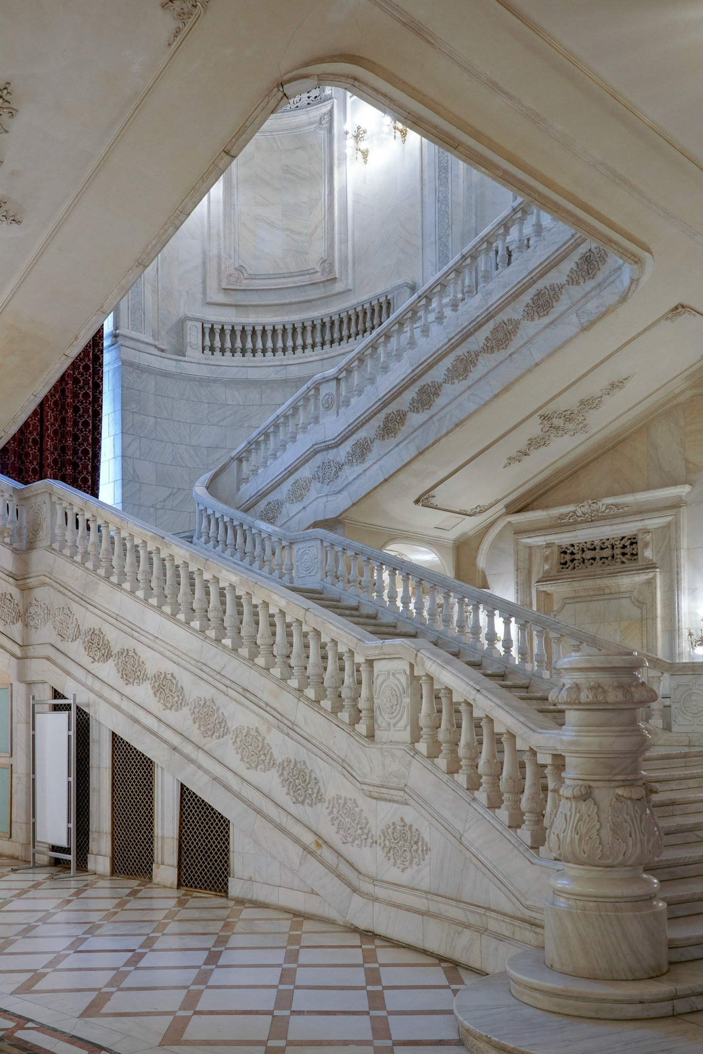BUCHAREST/ROMANIA - SEPTEMBER 21 : Interior view of the Palace of the People building in Bucharest Romania on September 21, 2018